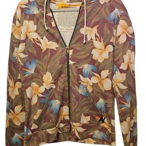 AVIATOR NATION KAUAI TROPICAL FLORAL HOODIE SIZE SMALL